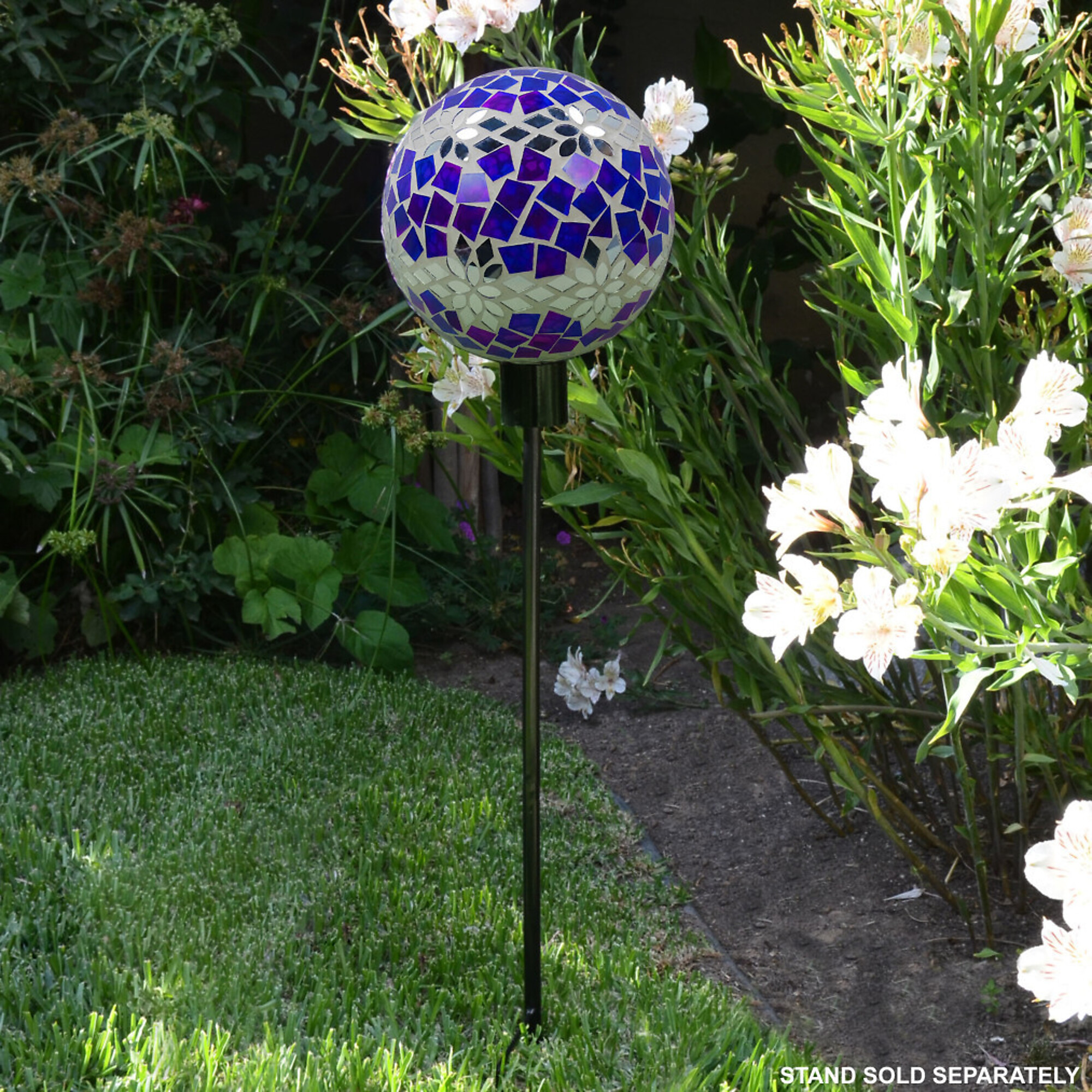 Alpine Corporation, Mosaic Gazing Globe with Mirrored Floral Pattern, Model# HMD218